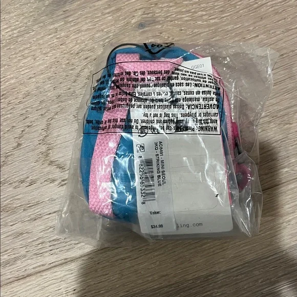 NWT Kipling Mini Seoul Backpack Keychain-blue and pink - Picture 3 of 3